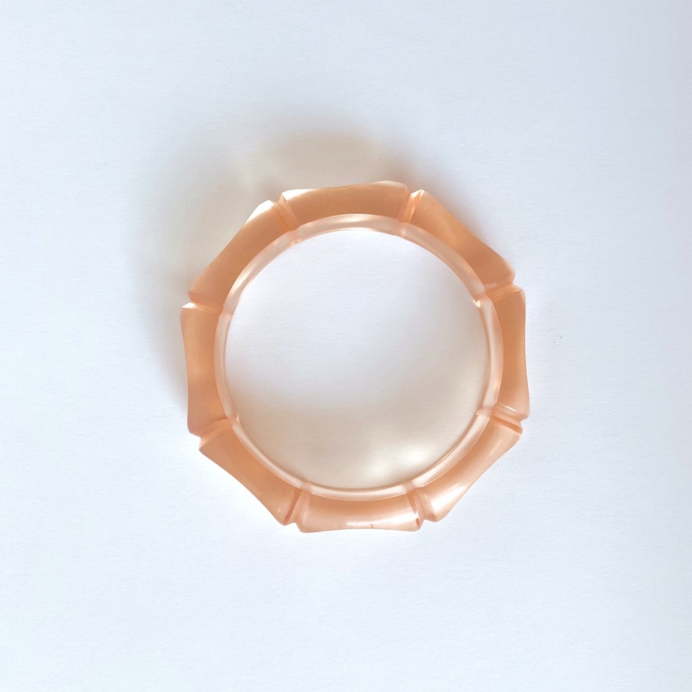 Clear Translucent Bamboo Carved Bangle Bracelet